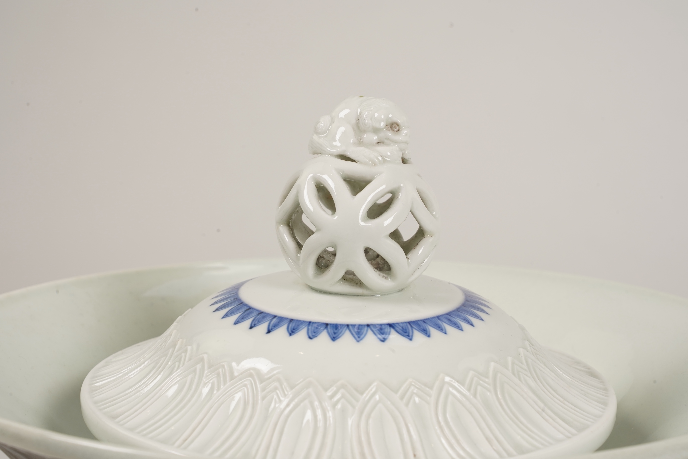 A large Japanese Hirado double walled blue and white vase and cover, 19th century